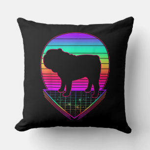 Bulldog Retro Vintage 80s Funny Dog Lover Gifts Cushion