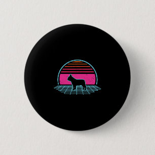 Bulldog Retro Vintage 80s Style Dog Lover Gift 6 Cm Round Badge