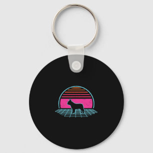Bulldog Retro Vintage 80s Style Dog Lover Gift  Key Ring