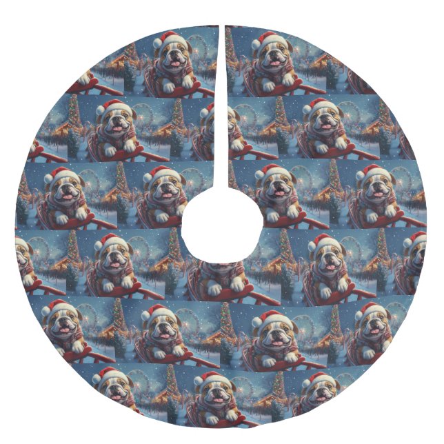 Bulldog Roller Coaster Christmas Brushed Polyester Tree Skirt (Front)