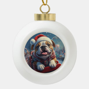 Bulldog Roller Coaster Christmas Ceramic Ball Christmas Ornament