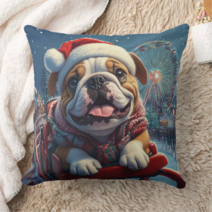 Bulldog Roller Coaster Christmas Cushion