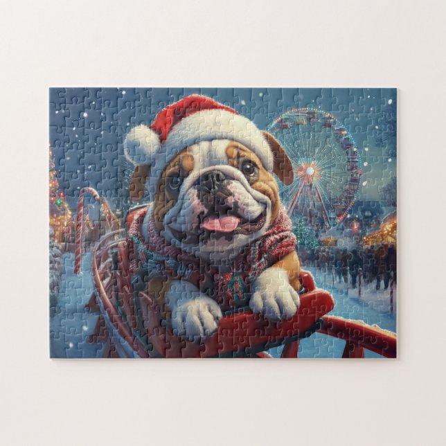 Bulldog Roller Coaster Christmas Jigsaw Puzzle (Horizontal)