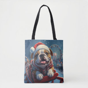 Bulldog Roller Coaster Christmas Tote Bag