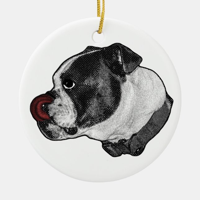 Bulldog Ruby Keepsake Ceramic Ornament (Front)