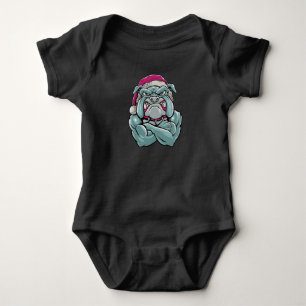 Bulldog Santa Baby Bodysuit