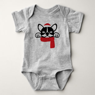 Bulldog Santa Baby Bodysuit