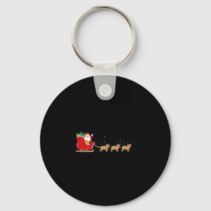 Bulldog Santa Christmas Sleigh - Fun Bulldog Xmas  Key Ring