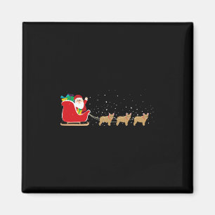 Bulldog Santa Christmas Sleigh - Fun Bulldog Xmas Magnet