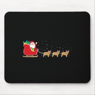 Bulldog Santa Christmas Sleigh - Fun Bulldog Xmas  Mouse Pad