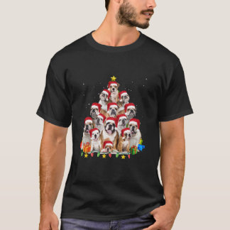 Bulldog Santa Christmas Tree Lights Boys Girls Mer T-Shirt