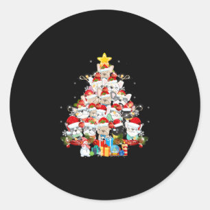 Bulldog Santa Claus Xmas Tree Lights Merry Christm Classic Round Sticker