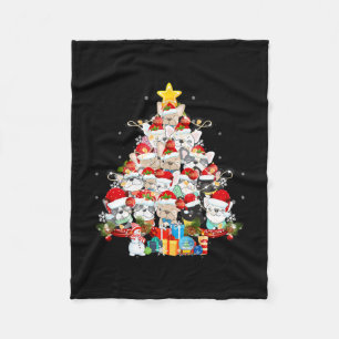 Bulldog Santa Claus Xmas Tree Lights Merry Christm Fleece Blanket