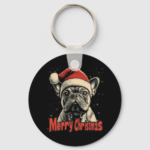 Bulldog Santa Hat Merry Christmas Xmas Dog Lover P Key Ring