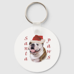 Bulldog Santa Paws Key Ring