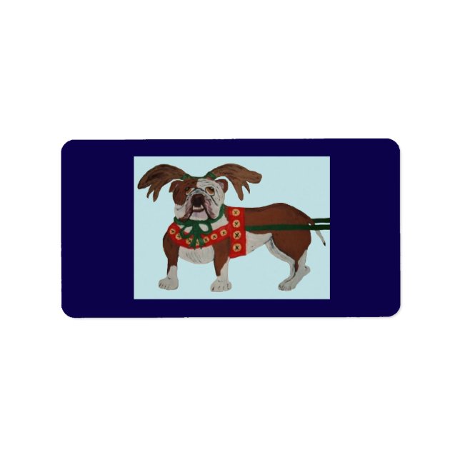 Bulldog Santa's Reindeer Label (Front)