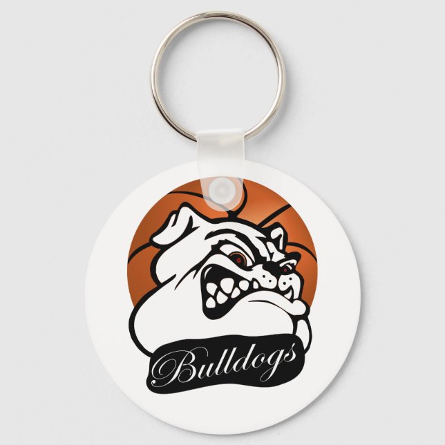 Bulldog School Team Mascot Basketball Key Ring (Front)