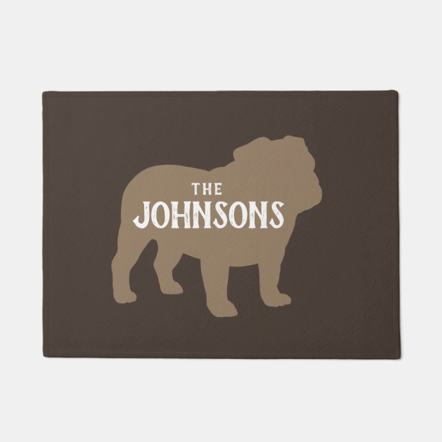 Bulldog Silhouette Custom Dog Lover's Doormat (Front)