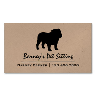 Bulldog Silhouette Magnetic Business Card