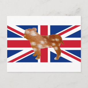 bulldog silhouette on flag fallow postcard