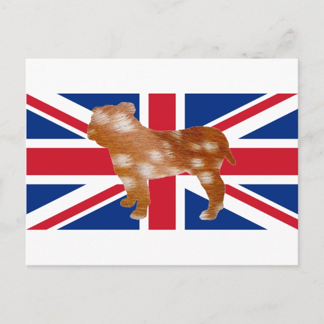 bulldog silhouette on flag fallow postcard (Front)