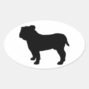 Bulldog Silhouette Oval Sticker