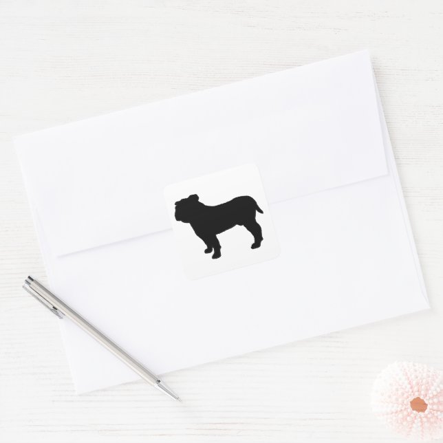 Bulldog Silhouette Square Sticker (Envelope)