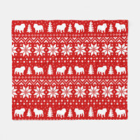 Bulldog Silhouettes Dogs Christmas Holiday Pattern