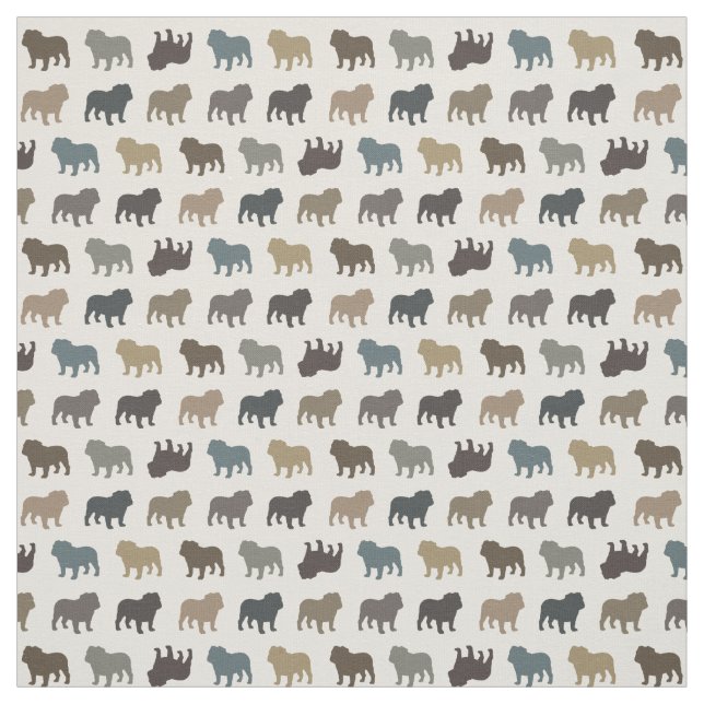 Bulldog Silhouettes Pattern | Cool Dog Breed Fabric (Swatch)