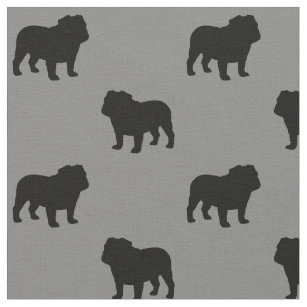 Bulldog Silhouettes Pattern   Dog Breed Grey Fabric