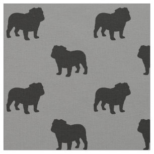 Bulldog Silhouettes Pattern Fabric