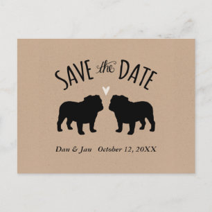 Bulldog Silhouettes Wedding Save the Date Announcement Postcard
