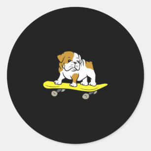 Bulldog Skateboarding Dog Skater Bulldog Classic Round Sticker