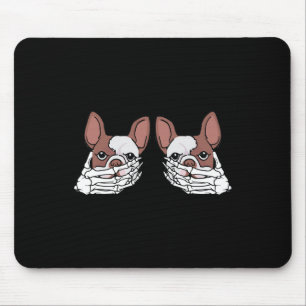 Bulldog Skeleton Hand On Breast Halloween Costume Mouse Pad