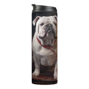 Bulldog Snowy Sleigh Christmas Decor Thermal Tumbler