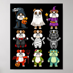 Bulldog Spooky Boo-Jee Horror Pumpkin Bulldog Poster