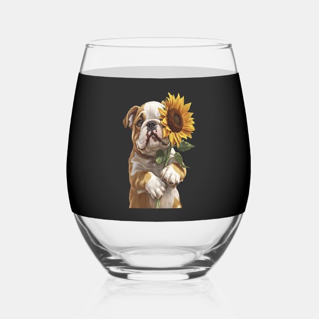 Bulldog  stemless wine glass (Front)