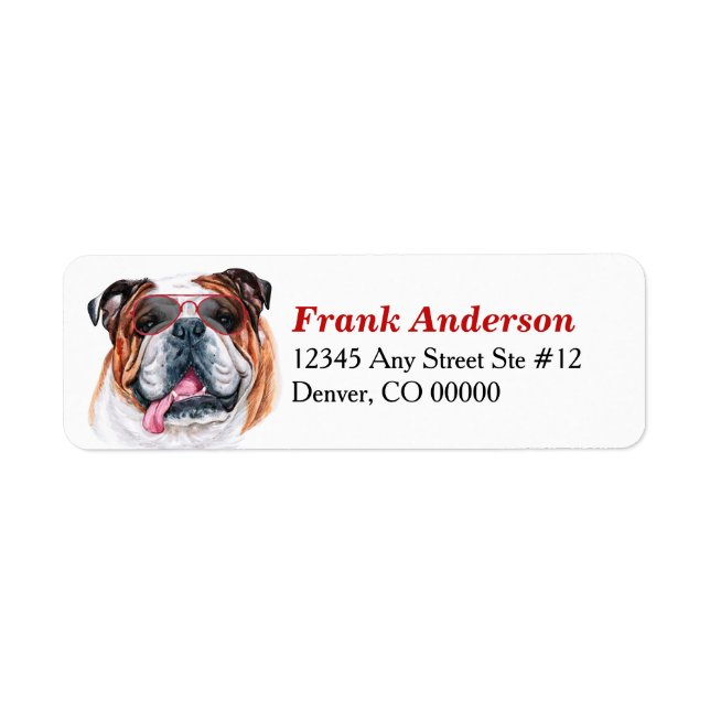 Bulldog Sunglasses Return Address Label (Front)