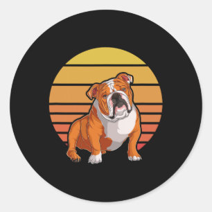 Bulldog Sunset Bulldog Owner Bulldog Lover Retro Classic Round Sticker