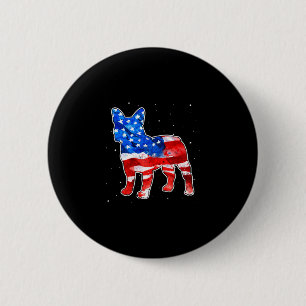 Bulldog Tie Dye American Flag Patriotic 4th Of Jul 6 Cm Round Badge