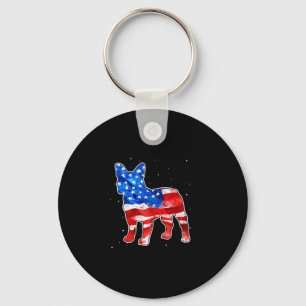 Bulldog Tie Dye American Flag Patriotic 4th Of Jul Key Ring