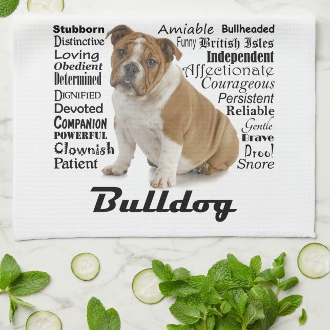 Bulldog Traits Kitchen Towel (Folded)