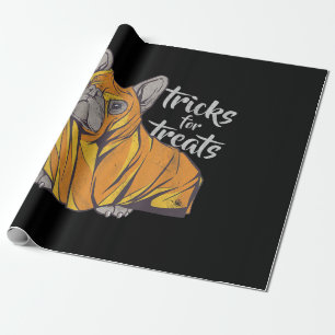 Bulldog Tricks For Treats Cute Halloween Bulldogs Wrapping Paper