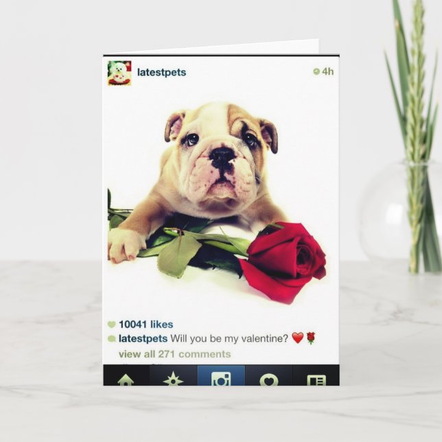 Bulldog Valentine Card (Front)