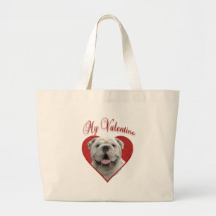 Bulldog Valentine Large Tote Bag
