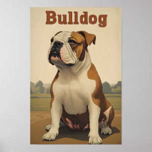 Bulldog Vintage Art Poster