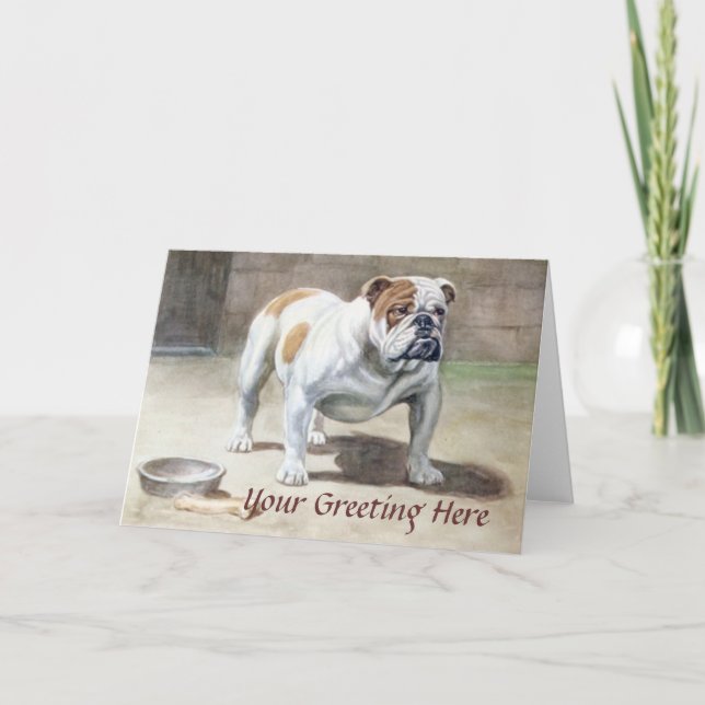 Bulldog Vintage Greeting Card (Front)