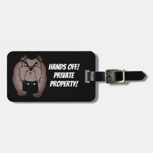 Bulldog Warning Luggage Tag w/ leather strap