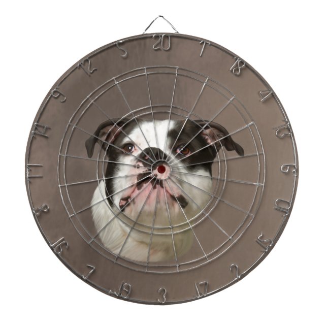 Bulldog Water Colour Art Painting Dartboard (Front)
