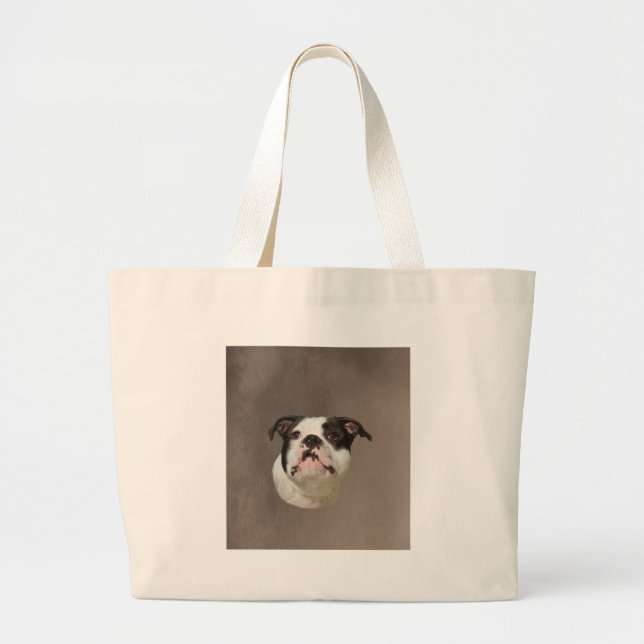 Bulldog Water Colour Art Painting Large Tote Bag (Front)
